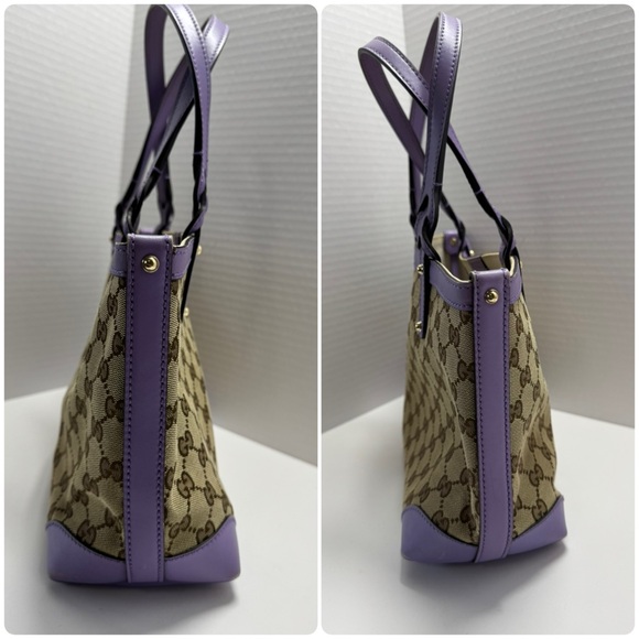 100% Authentic Gucci Monogram Small Craft Tote Lilac with pouch - Picture 12 of 13